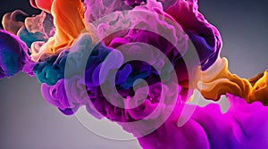 Abstract ink drop in water, colourful bright smoke abstract background.