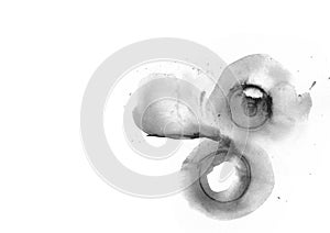 Abstract ink pen line in curve and circle diluted with water conposition on white background illustartionink photo