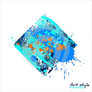 Abstract ink splash, colorful blobs, drops and paint brush strokes, isolated on white on background. Vector grunge