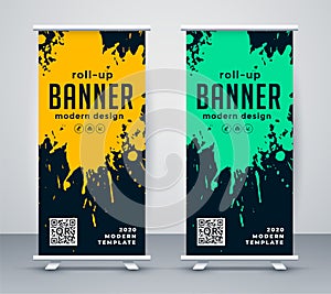 Abstract ink splash rollup banner design photo