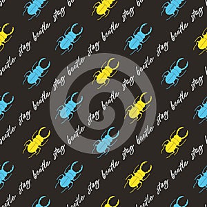 Abstract Insect Art Stag Beetle Vector Graphic Seamless Pattern