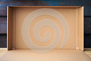 Abstract inside open cardboard packaging box for background or add text message.