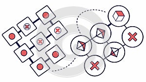 Abstract Interconnected Boxes Network Grid, vector design Generative AI