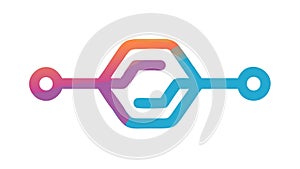 Abstract Interconnected Circuit Path Logo, vector design Generative AI