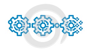 Abstract Interconnected Gears Technology Icon, vector design Generative AI