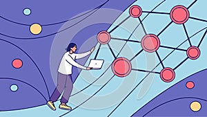 Abstract Interconnected Geometric Web with Glowing Nodes, vector design Generative AI