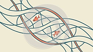 Abstract interconnected lines, complex network, scientific data flow, vector design Generative AI
