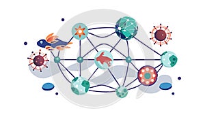 Abstract Interconnected Network, Digital Technology Vector Graphic Design, vector design Generative AI