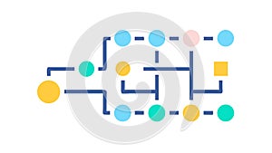 Abstract Interconnected Network Icon, Data Linkage, vector design Generative AI