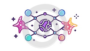 Abstract Interconnected Nodes, Data Network Structure, Digital Connections, vector design Generative AI