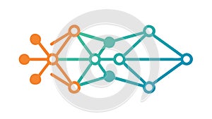 Abstract interconnected nodes network data flow technology, vector design Generative AI