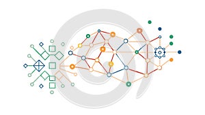 Abstract interconnected points and lines, dynamic data network, vector design Generative AI
