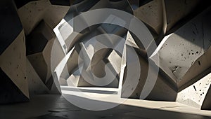 Polygonal Interior with Sunlight and Shadow Play abstract