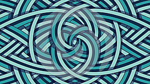 Abstract interlocking blue lines creating a circular vortex design