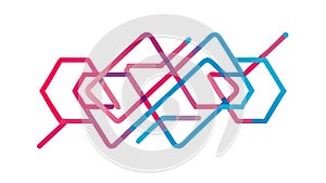 Abstract Interlocking Hexagonal Lines Pattern, vector design Generative AI