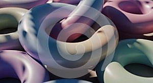 Abstract Interlocking Pastel Rings 3D Render