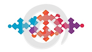 Abstract Interlocking Puzzle Pieces Connection Vector, vector design Generative AI