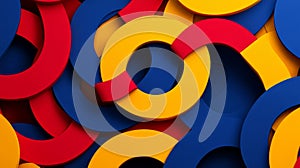 Abstract Interlocking Red Yellow Blue Circles Background