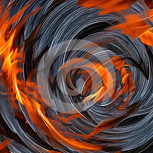 An abstract interpretation of a fire, with textured and patterned shapes resembling the movement and energy of flames3, Generati