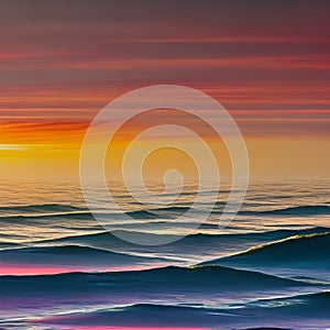 An abstract interpretation of a sunset, with textured and gradient colors resembling the colors of the sky5, Generative AI