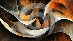Abstract Intertwining Curves in Warm Tones