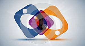 Abstract, intertwining geometric shapes form a visually dynamic