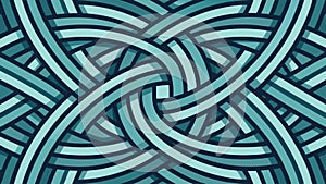 Abstract interwoven teal stripes creating a dynamic visual pattern