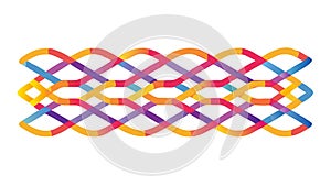 Abstract interwoven wavy lines in vibrant gradient, vector design Generative AI