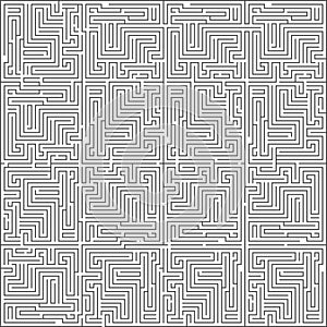 Abstract intricacy labyrinth maze monochromatic geometric background design template vector illustration