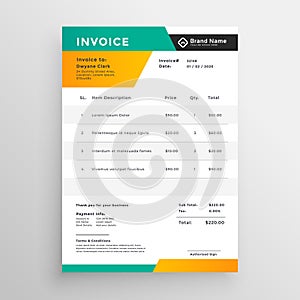 Abstract invoice quotation template design