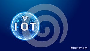 Abstract IoT Internet of Things Blue background image, circle, digital, network concept, connected to the Internet or M2M, Machine
