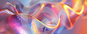 Abstract iridescent background design, 3d render, featuring a dynamic array of swirling lines and