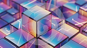 Abstract Iridescent Cubes Background