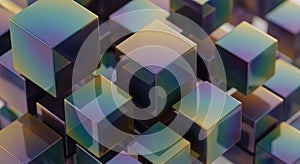 Abstract Iridescent Cubes Background