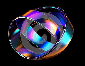 Abstract Iridescent Torus Knot on Black