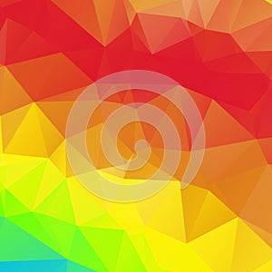 Abstract irregular polygon square background - triangle low poly pattern - full spectrum multi color rainbow vibrant neon