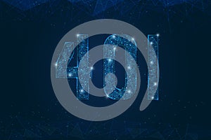 Abstract isolated blue image of 401 error, unauthorized access concept. Polygonal low poly wireframe illustration looks