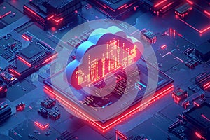 Abstract Isometric Cloud Technology Illustration