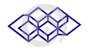 Abstract Isometric Cubes Geometric Pattern in Blue Tones, vector design Generative AI