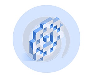 Abstract isometric logo. Vector illustration in flat isometric 3D style