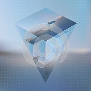Abstract isometric prism with the reflection of the environment