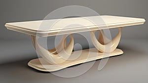 Abstract Ivory Table With Curves 8k 3d Design Symmetrical Balance photo