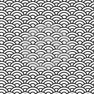 Abstract Japanese seamless pattern background in a classic black and white color scheme.