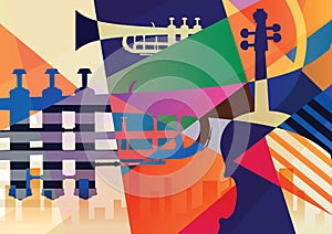 Abstract Jazz poster, music background photo