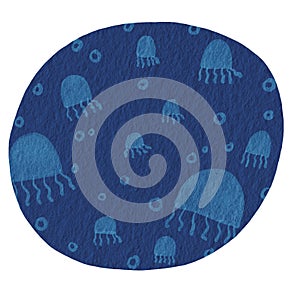 Abstract Jellyfish in blue round shape for decoration on marine life.