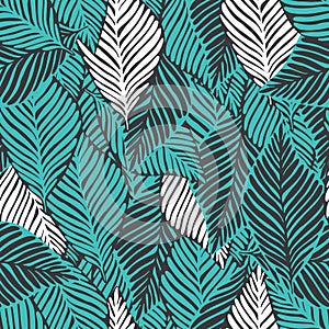 Abstract jungle seamless pattern. Exotic plant. Tropical print,