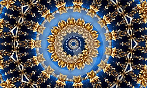 Abstract kaleidoscope background with gold, Unique mandala design, 4K, Beautiful multicolor kaleidoscope and mandala in motion,