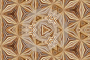 Abstract kaleidoscope pattern of yellow bamboo texture and background