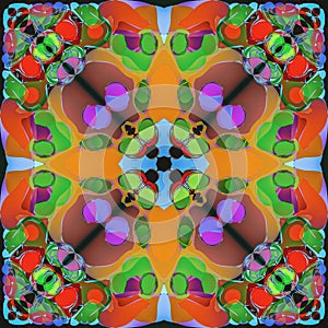 Abstract kaleidoscopic seamless colorful pattern background texture