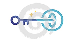 Abstract key and lock, symbolizing security, access, and problem-solving, vector design Generative AI